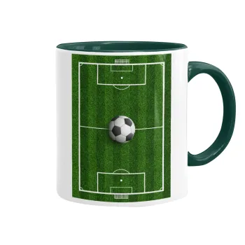 Soccer field, Γήπεδο ποδοσφαίρου, Κούπα χρωματιστή πράσινη, κεραμική, 330ml
