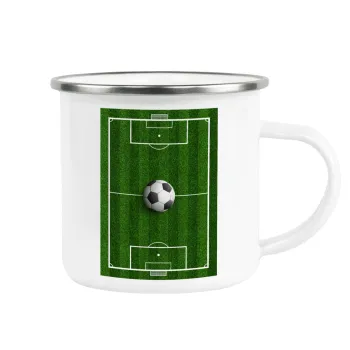 Soccer field, Γήπεδο ποδοσφαίρου, Metallic enamel cup white 360ml