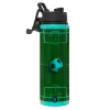 Metallic water bottle with safety lid, 850ml aluminum