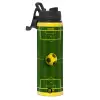 Metallic water bottle with safety lid, 850ml aluminum
