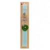 Easter Set, wooden keychain & aromatic flat Easter candle (30cm) (TURQUOISE)