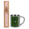 Easter Set, metallic thermal cup (300ml) & aromatic flat Easter candle (30cm) (PINK)