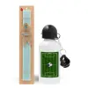 Easter Set, metallic aluminum water bottle (500ml) & scented flat candle (30cm) (TURQUOISE)