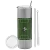 Tumbler stainless steel Silver 600ml, with metal straw & cleaning brush