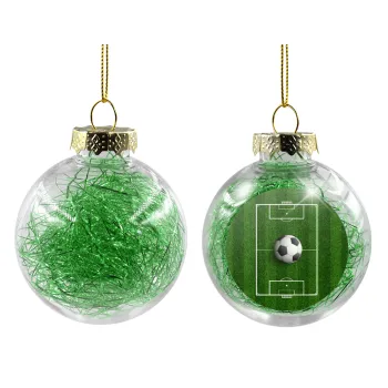 Soccer field, Γήπεδο ποδοσφαίρου, Transparent Christmas tree ball ornament with green filling 8cm