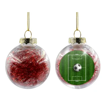 Soccer field, Γήπεδο ποδοσφαίρου, Transparent Christmas tree ball ornament with red filling 8cm