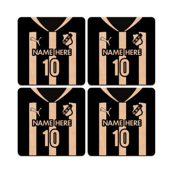 ΟΦΗ εμφάνιση, ΣΕΤ x4 Σουβέρ ξύλινα τετράγωνα plywood (9cm)