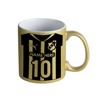 ΟΦΗ εμφάνιση, Κούπα Χρυσή Glitter που γυαλίζει, κεραμική, 330ml