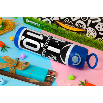 ΟΦΗ εμφάνιση, Easter candle, Childrens hot water bottle, stainless steel, with safety straw, BLUE (500ml)