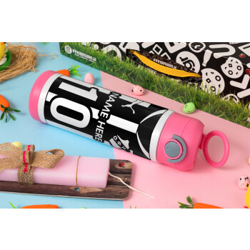 ΟΦΗ εμφάνιση, Πασχαλινή Λαμπάδα με Παιδικό παγούρι θερμό, ανοξείδωτο, με καλαμάκι ασφαλείας, ΡΟΖ (500ml)