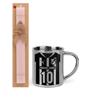 ΟΦΗ εμφάνιση, Easter Set, metallic thermal cup (300ml) & aromatic flat Easter candle (30cm) (PINK)