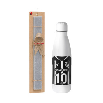 ΟΦΗ εμφάνιση, Easter Set, metallic stainless thermos bottle (500ml) & scented flat Easter candle (30cm) (GRAY)