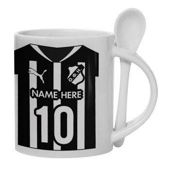 ΟΦΗ εμφάνιση, Ceramic coffee mug with Spoon, 330ml (1pcs)