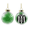 Transparent Christmas tree ball ornament with green filling 8cm