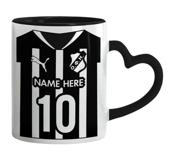 ΟΦΗ εμφάνιση — Mug heart black handle, ceramic, 330ml