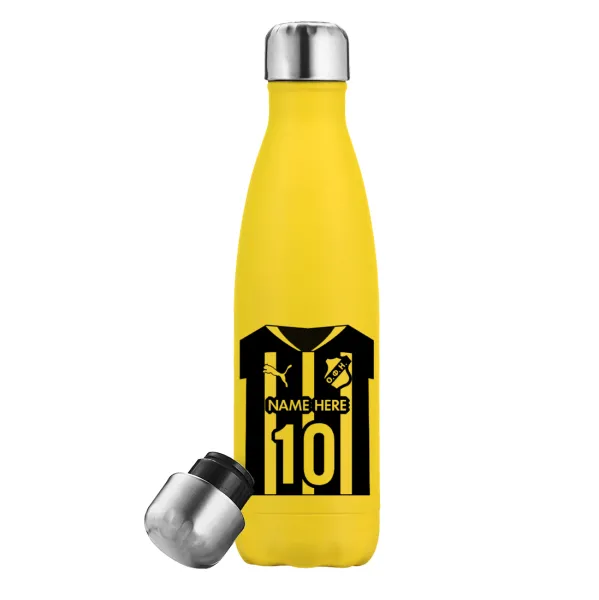 ΟΦΗ εμφάνιση — Yellow Stainless Steel Metallic Thermos, double-walled, 500ml