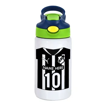 ΟΦΗ εμφάνιση, Children's hot water bottle, stainless steel, with safety straw, green, blue (350ml)