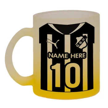 ΟΦΗ εμφάνιση, Κούπα γυάλινη δίχρωμη με βάση το κίτρινο ματ, 330ml