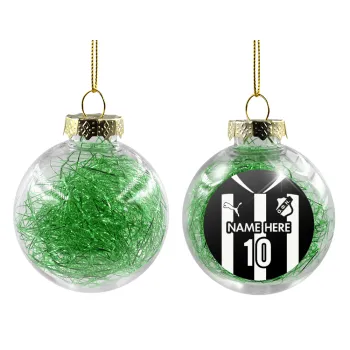 ΟΦΗ εμφάνιση, Transparent Christmas tree ball ornament with green filling 8cm