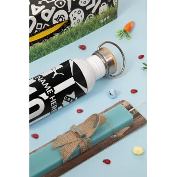 ΟΦΗ εμφάνιση, Πασχαλινή Λαμπάδα με παγούρι μεταλλικό (620ml, stainless steel) & κερί αρωματικό πλακέ (30cm) (ΤΙΡΚΟΥΑΖ)