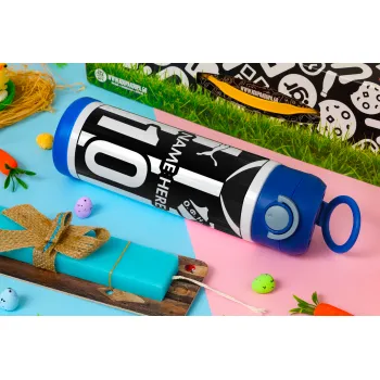 ΟΦΗ εμφάνιση, Πασχαλινή Λαμπάδα με Παιδικό παγούρι θερμό, ανοξείδωτο, με καλαμάκι ασφαλείας, ΜΠΛΕ (500ml)