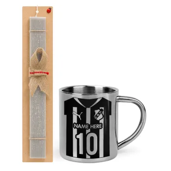 ΟΦΗ εμφάνιση, Easter Set, metallic thermal cup (300ml) & Easter aromatic flat candle (30cm) (GRAY)