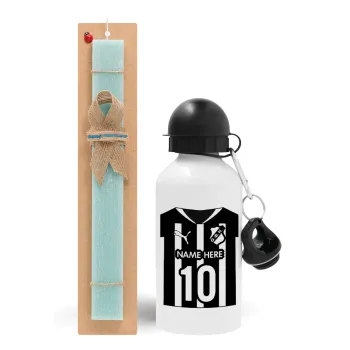 ΟΦΗ εμφάνιση, Easter Set, metallic aluminum water bottle (500ml) & scented flat candle (30cm) (TURQUOISE)