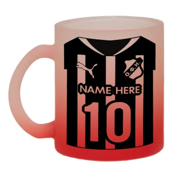 ΟΦΗ εμφάνιση, Κούπα γυάλινη δίχρωμη με βάση το κόκκινο ματ, 330ml