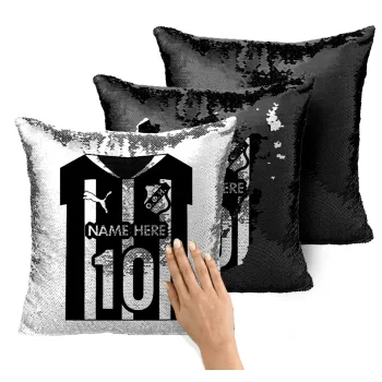 ΟΦΗ εμφάνιση, Μαξιλάρι καναπέ Μαγικό Μαύρο με πούλιες 40x40cm περιέχεται το γέμισμα