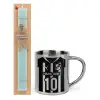 Easter Set, metallic thermal cup (300ml) & aromatic flat Easter candle (30cm) (TURQUOISE)