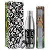 Easter Set, metallic stainless thermos flask (500ml) & scented flat Easter candle (30cm) (GRAY)