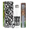 Easter candle, metallic white thermos bottle (500ml) & aromatic flat candle (30cm) (GRAY)