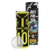 Neon Yellow Travel Tumbler, with metal straw (Stainless steel 304 Food grade, BPA free, 600ml)