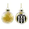 Transparent Christmas tree ball ornament with gold filling 8cm