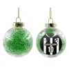 Transparent Christmas tree ball ornament with green filling 8cm