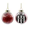 Transparent Christmas tree ball ornament with red filling 8cm