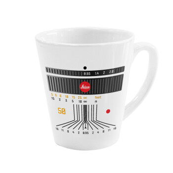 Leica Lens, Κούπα κωνική Latte Λευκή, κεραμική, 300ml