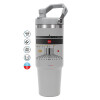 ΓΚΡΙ χρώματος Θερμός Ανοξείδωτο 890ml (30oz) με χερούλι