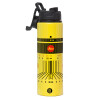 Metallic water bottle with safety lid, 850ml aluminum