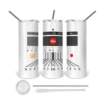 Leica Lens, 360 Eco friendly stainless steel tumbler 600ml, with metal straw & cleaning brush