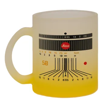 Leica Lens, Κούπα γυάλινη δίχρωμη με βάση το κίτρινο ματ, 330ml