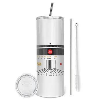 Leica Lens, Tumbler stainless steel 600ml, with metal straw & cleaning brush