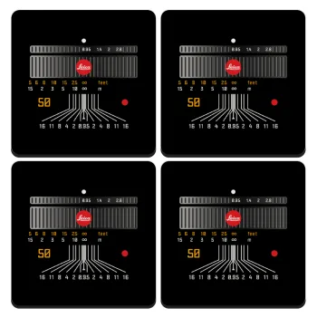 Leica Lens, ΣΕΤ 4 Σουβέρ ξύλινα τετράγωνα (9cm)