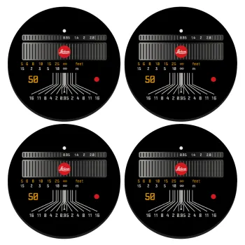 Leica Lens, ΣΕΤ 4 Σουβέρ ξύλινα στρογγυλά (9cm)