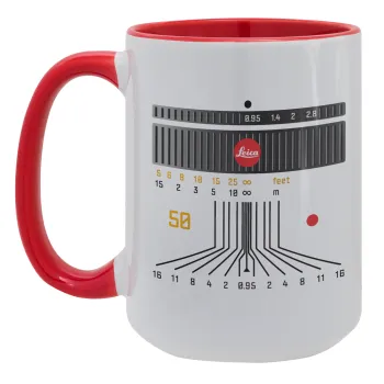Leica Lens, Κούπα Mega 15oz, κεραμική Κόκκινη, 450ml