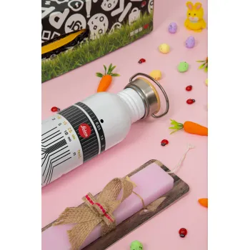 Leica Lens, Πασχαλινή Λαμπάδα με παγούρι μεταλλικό (620ml, stainless steel) & κερί αρωματικό πλακέ (30cm) (ΡΟΖ)