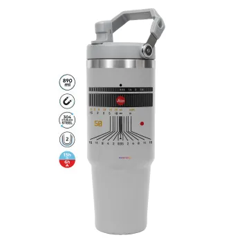 Leica Lens, GREY color, 890ml (30oz) stainless Steel Tumbler with Handle