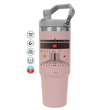Leica Lens, Pink color, 890ml (30oz) stainless Steel Tumbler with Handle