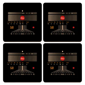 Leica Lens, ΣΕΤ x4 Σουβέρ ξύλινα τετράγωνα plywood (9cm)