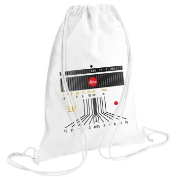 Leica Lens, Τσάντα πλάτης πουγκί GYMBAG λευκή (28x40cm)